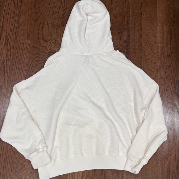 American Eagle Cream Waffle Hoodie preppy comfy oversized minimal sweater y2k - Picture 4 of 6